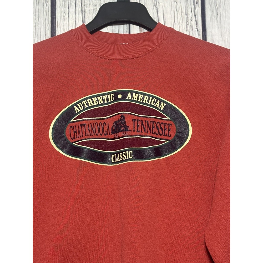 Fruit‎ of the Loom Chattanooga Tennessee Sweatshirt Mens XL Red Graphic 90s USA